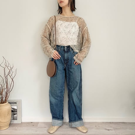 cut mesh pullover