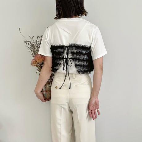 tulle frill bustier T-shirt
