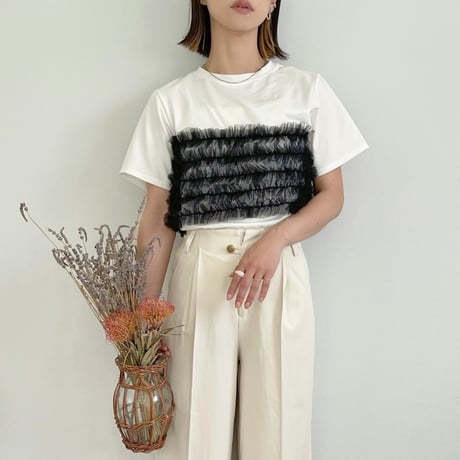 tulle frill bustier T-shirt
