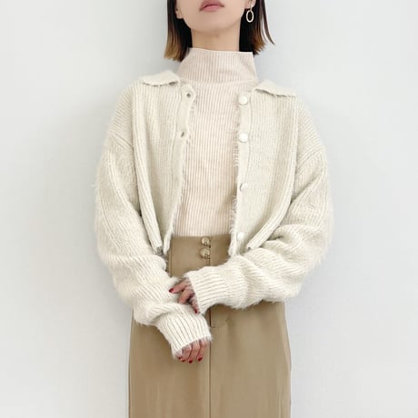 Shaggy Knit Short Collar Cardigan