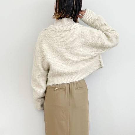 Shaggy Knit Short Collar Cardigan