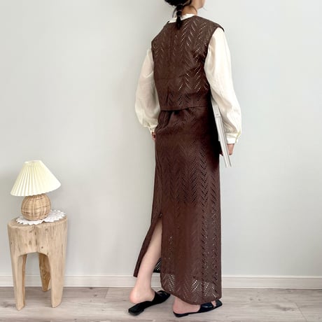 cut work lace short gilet