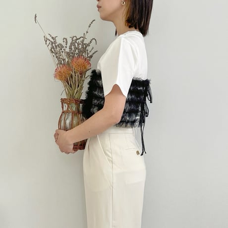 tulle frill bustier T-shirt