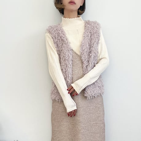 Feather Shaggy Knit Vest