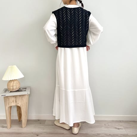 cut work lace short gilet