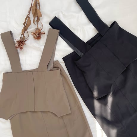 Curved Hem Bustier& SK Set