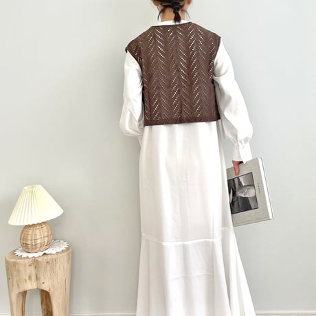 cut work lace short gilet