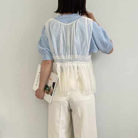 Tulle Shirred 2WAY Bustier