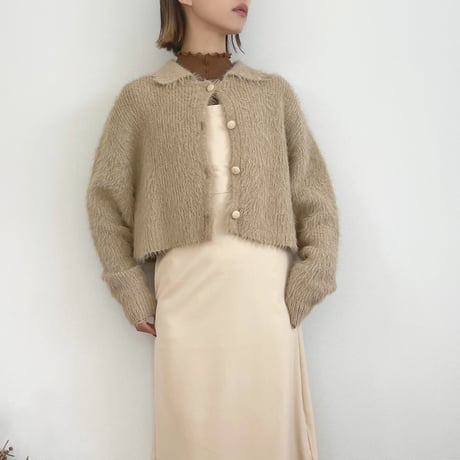 Shaggy Knit Short Collar Cardigan