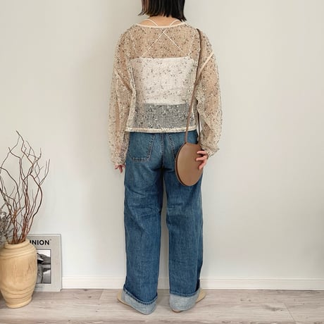 cut mesh pullover