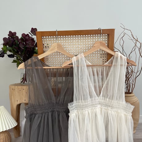 Tulle Shirred 2WAY Bustier
