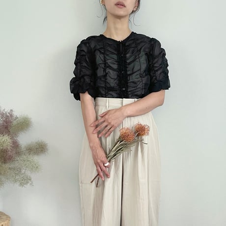 Sheer Shirred Cardigan