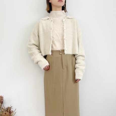 Shaggy Knit Short Collar Cardigan