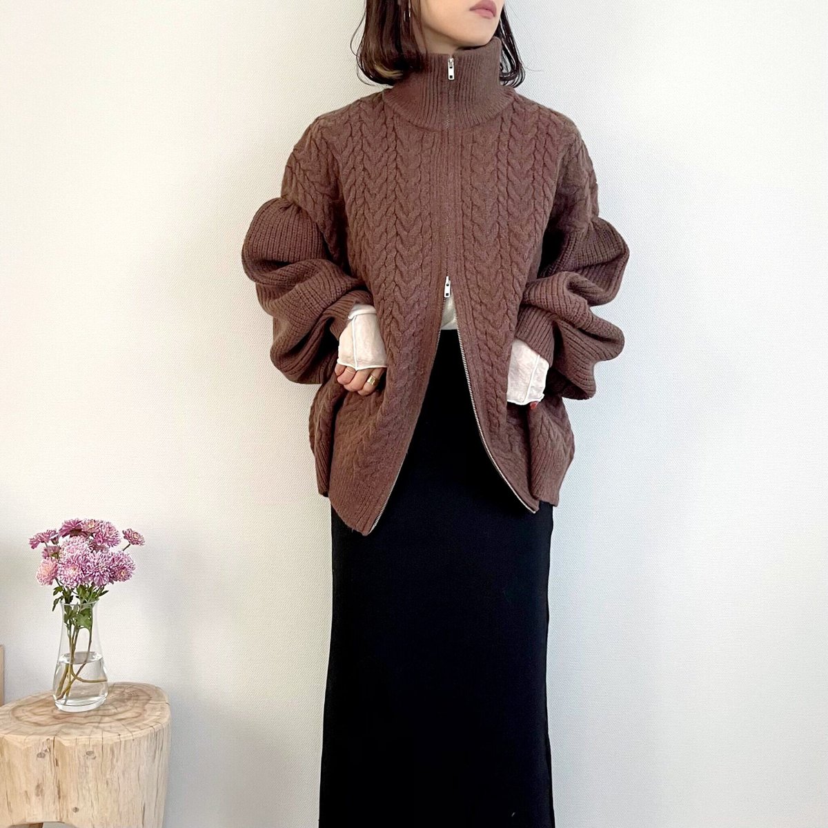 WZip cable knit cardigan | MëKLIM