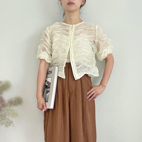 Sheer Shirred Cardigan
