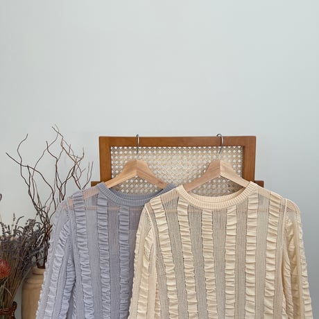shirring sheer pullover