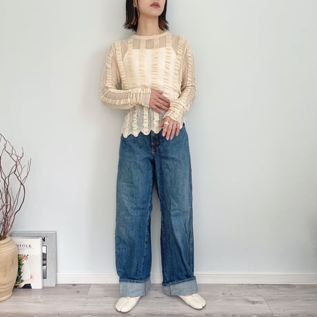 shirring sheer pullover