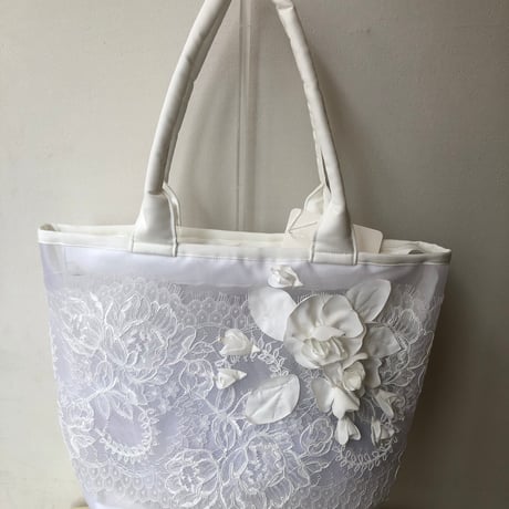 スナイデル ブレードチュールバッグ アイボリー フリル かごバッグ