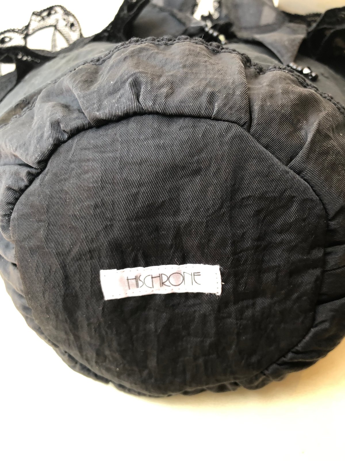 【美品】さえら　ヒスクローネ　レースカゴバック さえら【ヒスクローネ】レースをかぶせたお洒落で上品なかご
