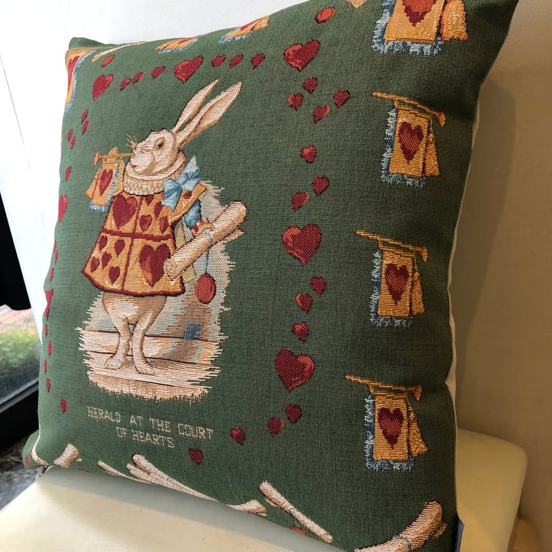 ディズニー　アリスインワンダーランド　コブラン織り　クッションカバー　2個セット ディズニー アリスインワンダーランド コブラン織り クッション