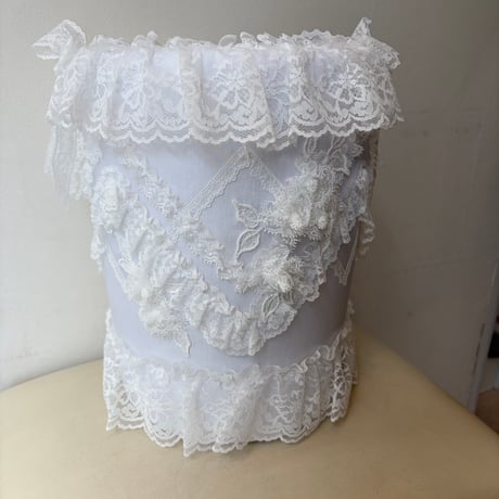 amitie レース収納バスケット クリーム色　ポテチーノ　さえら amitie レース収納バスケット クリーム色 ポテチーノ さえら amitie