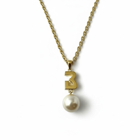 001-C BIG Pearl BLINK Initial Necklace