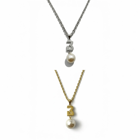 001-C BIG Pearl BLINK Initial Necklace
