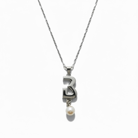 001-B Small Pearl BLINK Initial Necklace