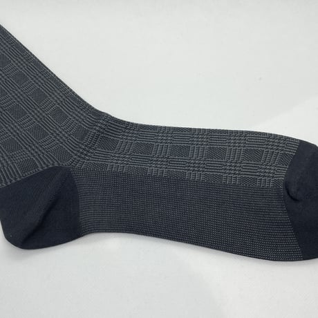 HARISON靴下 グレンチェック チャコール 10825-X