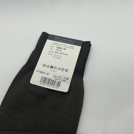 HARISON靴下 グレンチェック ブラウン 10825-HC