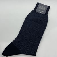 HARISON靴下 グレンチェック ネイビー  10825-A