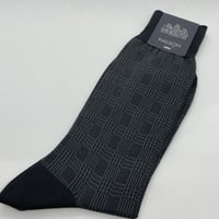 HARISON靴下 グレンチェック チャコール 10825-X