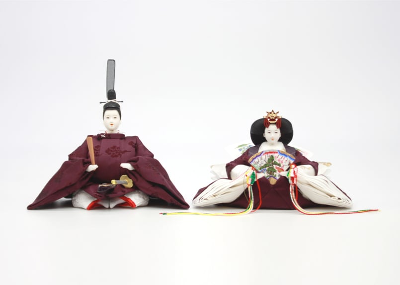 京11番親王＜正絹 雲鶴B(黒紅梅)／MK11-121＞ | 望月人形