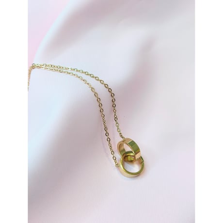 ステンレス　２連リングネックレス 　ゴールド　ピンクゴールド
