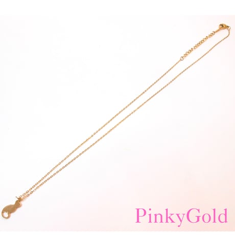 ステンレス　シルエット猫　ネックレス　キャット　ゴールド