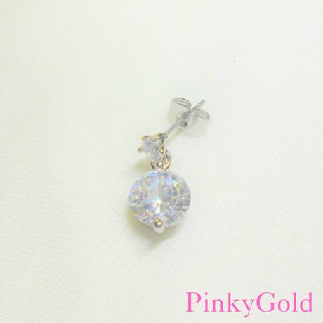 ラウンドカット　キュービックジルコニアピアス　Cz　シルバー