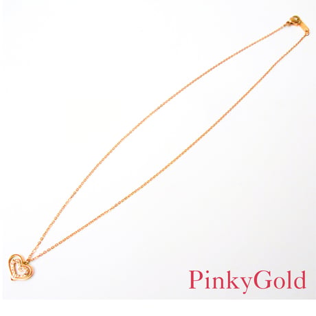 ステンレス　レイヤードハートネックレス　ラインストーン