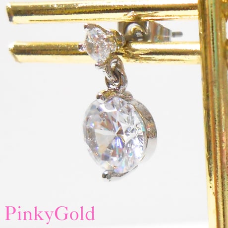 ラウンドカット　キュービックジルコニアピアス　Cz　シルバー