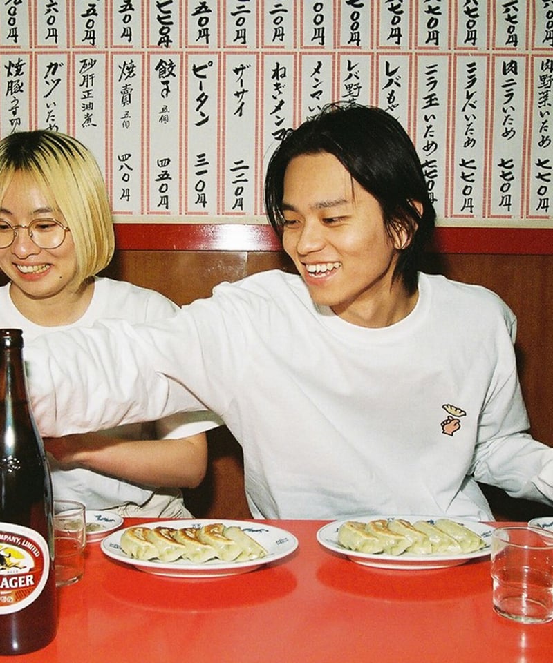 餃子 ロングスリーブTシャツ／ホワイト（GYO-RT01W） | どすこ〜い