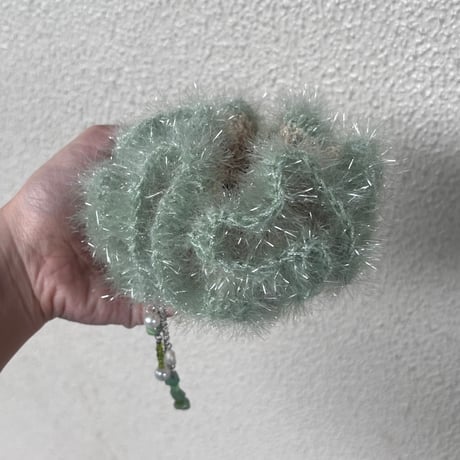 Fluffy green scrunchie