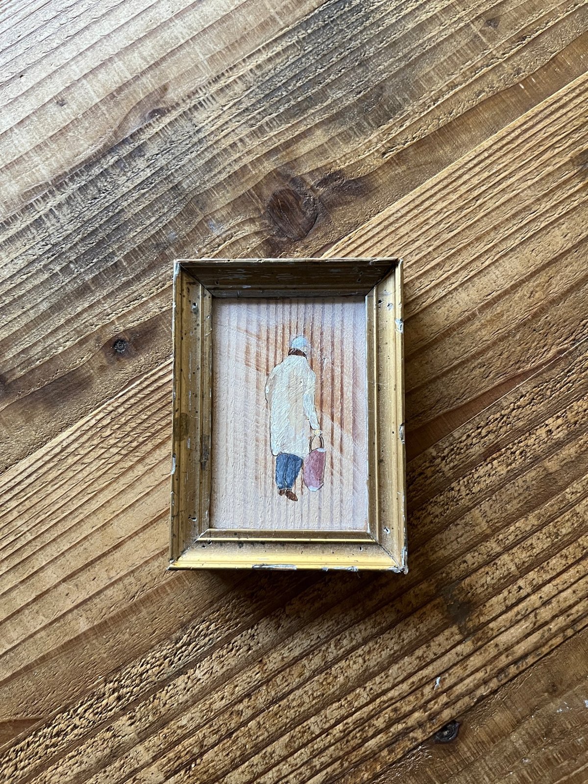 油彩画(古木片リメイク) 約118mm×87mm×15mm | 休休堂