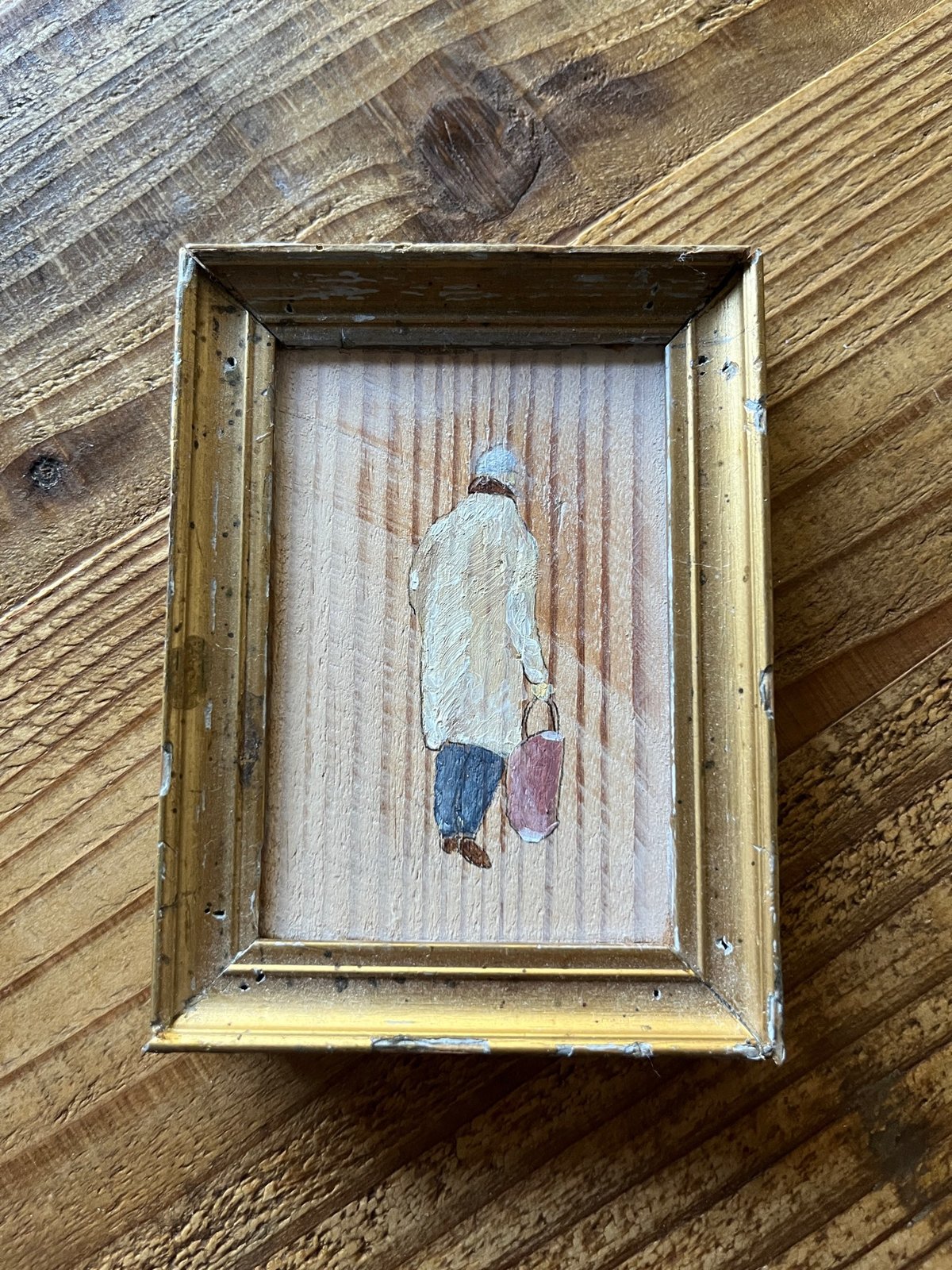 油彩画(古木片リメイク) 約118mm×87mm×15mm | 休休堂