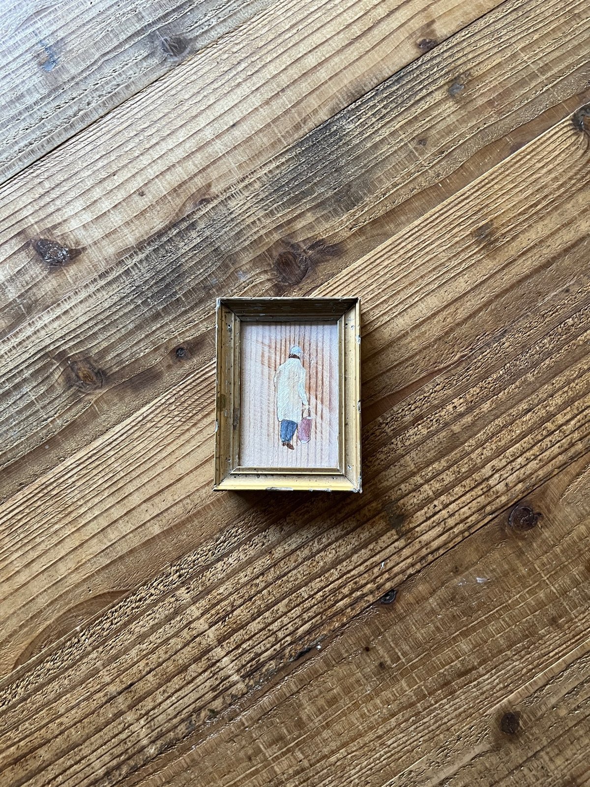 油彩画(古木片リメイク) 約118mm×87mm×15mm | 休休堂