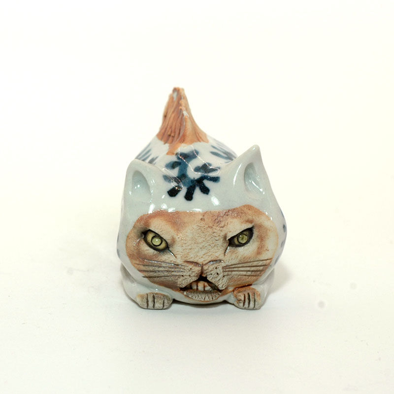 岡山富男　うおねこ　陶器の猫　希少！ 全長約24センチの大サイズ 岡山富男うおねこ陶器の猫希少！ 全長約24センチの大サイズ