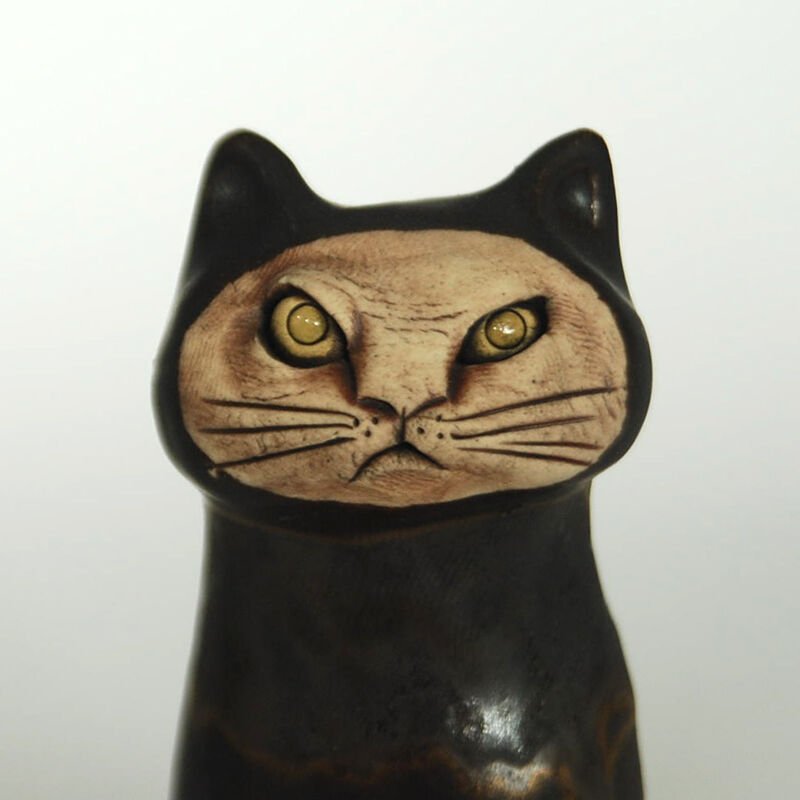 猫の陶器 2体セット 岡山富男 陶猫（小）R4-002 | Tomio Okayama