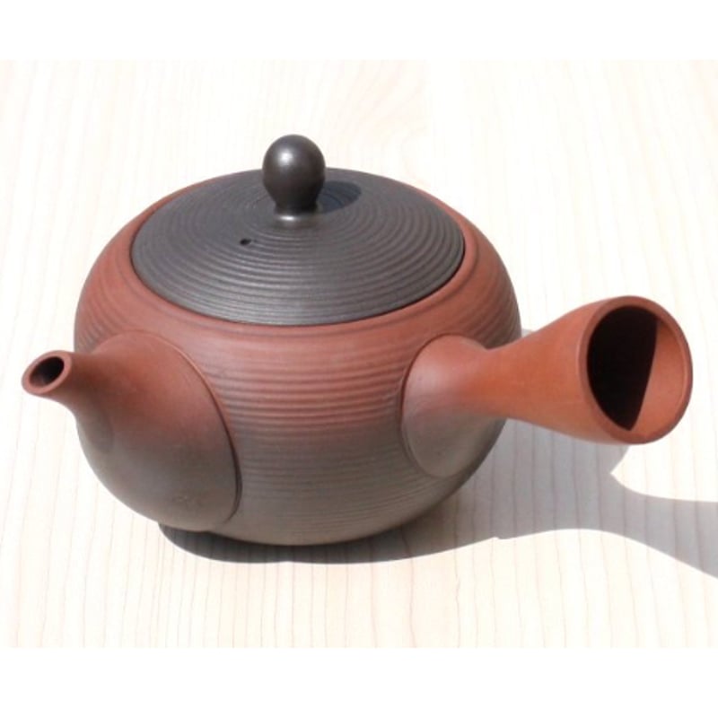 常滑焼　静仙　急須 常滑焼 富仙窯 朱泥袋型竹彫急須 ステンレスアミ 日本製 | とことこパーク