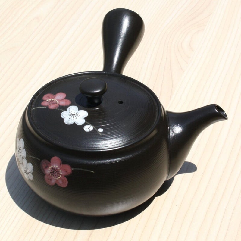 常滑焼 竹春窯 黒窯変紅白梅急須 ステンレス帯アミ 日本製 | とことこ
