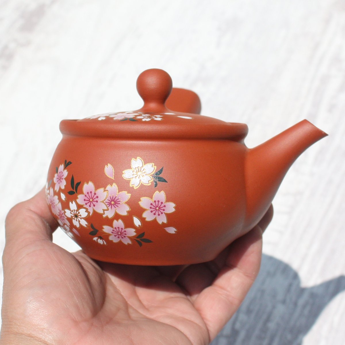 アンティーク朱泥 常滑焼 朱泥壷型急須 桜満開 ステンレスアミ 日本製 | とことこ