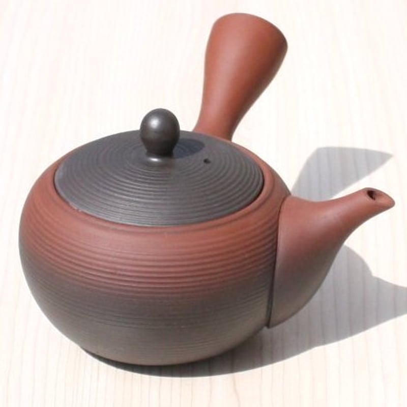 常滑焼 富仙窯 朱窯変線段急須 セラメッシュ（陶製茶こし）日本製