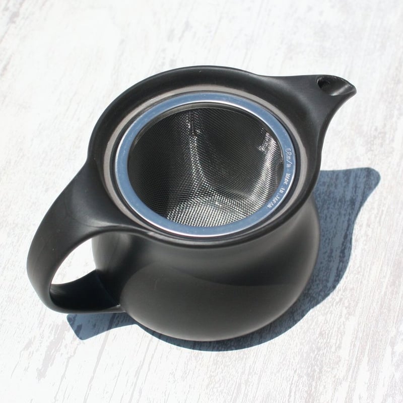 常滑焼 里山窯 黒窯変臼型ポット ステンレスカゴアミ 日本製